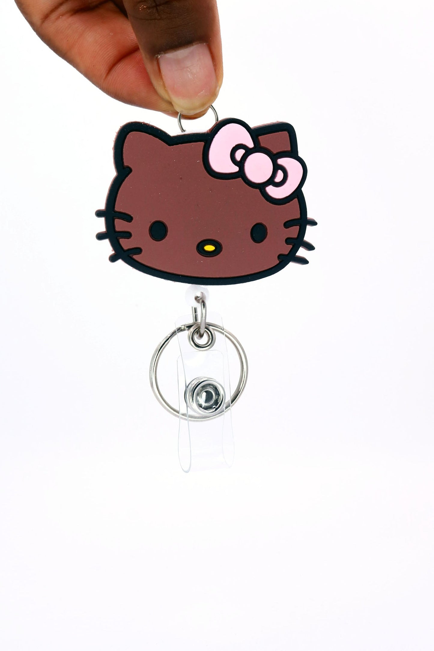 Brown & Pink Kitty Retractable Badge Reel